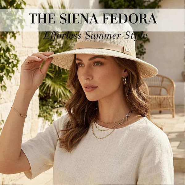 Strikket Fedora Hat - Sammenfoldelig Solbeskyttelse Bredskygget Hat til Ferie