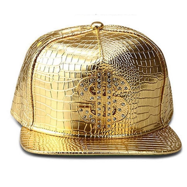 Tyylikäs hip hop rock -baseball- cap litteäreunainen Snapback-hattu säädettävä ulkokäyttöön tarkoitettu kuorma-autohattu miehille, naisille Gold