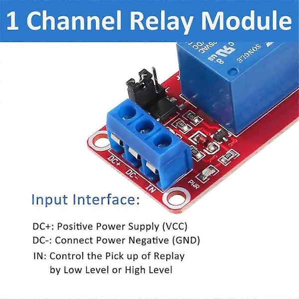 10 st Relämodul DC 12V Reläkort 1 Kanal med Optokopplarisolering Stöd Hög eller Låg Nivå