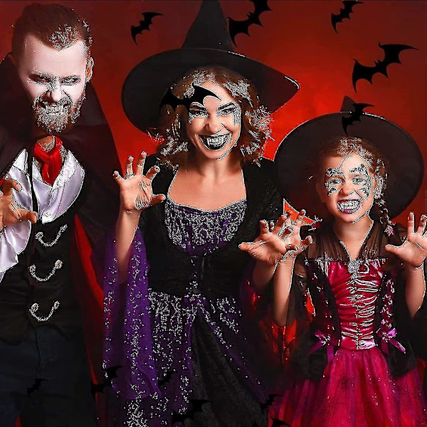 4 stycken utdragbara vampyrtänder Kit Teleskopiska tänder Fångar Tandställning Falska proteser med Halloween Party Fangs (3 st Normal), Halloween Ornament, Hallo