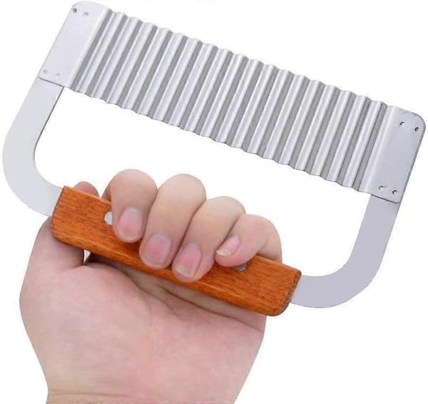 2-delt potetkutter, pommes frites-kutter, tagget kniv, rustfritt stål