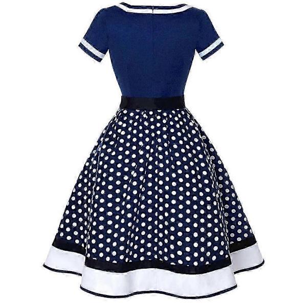 Rockabilly Naisten Mekot, 50-luvun Vintage Lyhythihainen V-Aukko Pilkullinen Swing Cocktail Mekko