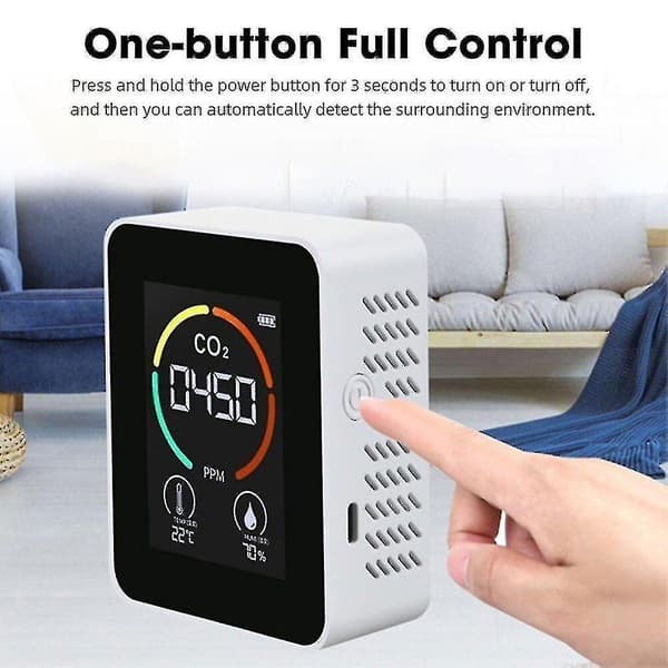 Innendørs CO2-sensor CO2-måler Digital Luftdetektor Intelligent Luftkvalitetsanalysator