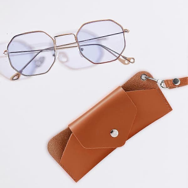 Bærbar brillepose til opbevaring 1 sæt hængende brillepose brun PU