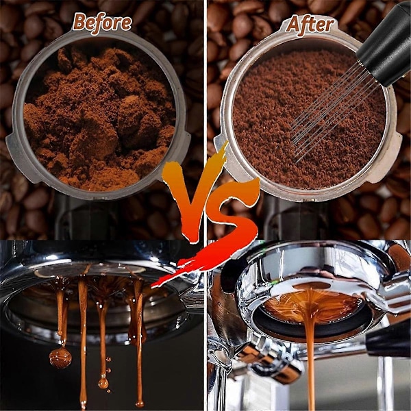 6 STK Espresso Tilbehør Kaffe Espresso Tamper Sæt med Espresso Tamper, WDT Værktøj, Kaffeomrører,