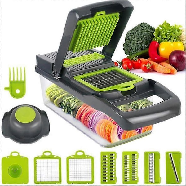 1 set manuell grönsaksskärare, multifunktionellt kök, morötter, potatis, tomater, fruktsallad grönsaksskärare (15 i 1)