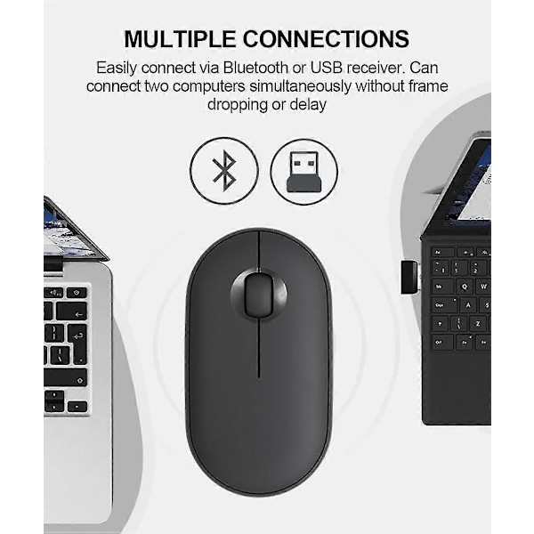 Mukava käsituntuma Pebble Mute Mouse M350 Bluetooth Dual Mode langaton hiiri, muodikas