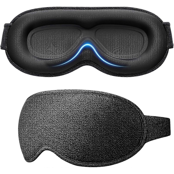 3D Sovemaske til Sidesovere, 100% Lysblokering, Memory Foam Øjenmaske til Mænd og Kvinder, Rejse, Sort