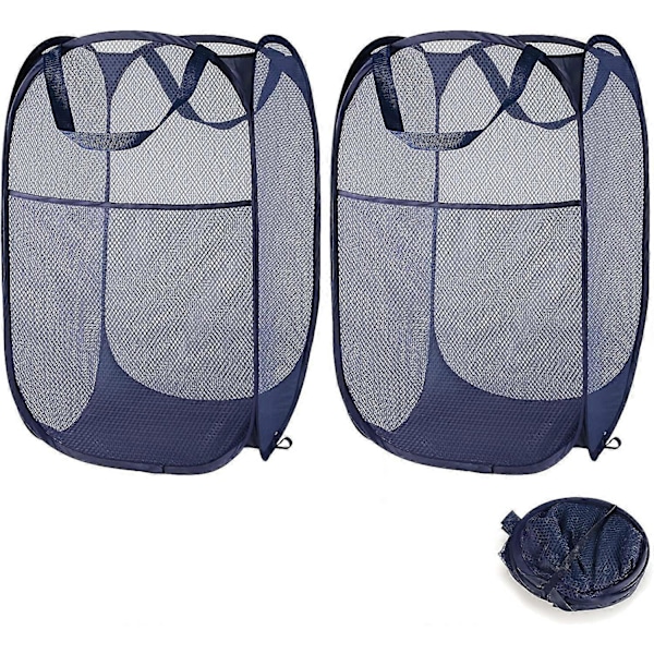2 stk. Mesh Pop-up Foldbar Vasketøjskurv, Stor 77 Liter Foldbar Acsergery Gave