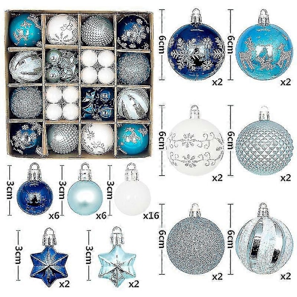 Julgranskulor 44 st 3-6 cm Stor Julkula Flerfärgade Kuldekorationer Julgransprydnader Set För Hemfest
