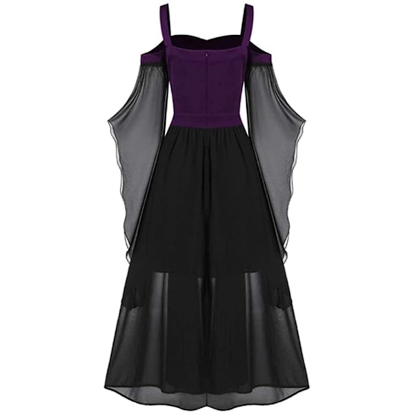 Halloween Medeltida Renässans Cosplay Kostymer Häxa Gotisk Pirat Viking Vestidos Bandage Dress Up Party Xmas Klänning För kvinnor Purlpe black XXXL