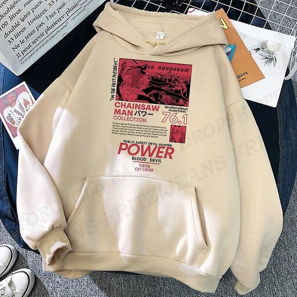 Motorsav Man Makima Pochita Hættetrøje Mænd Kvinder Mode Motorsav Man Hættetrøjer Børn Anime Hættetrøjer Sweatshirts Hættetrøjer Sweat Pigefrakker 2DF5112305-beige L