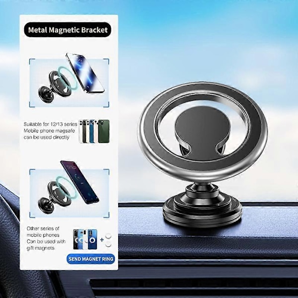 Magnetisk Bilinstrumentbräda Telefonhållare Fäste för Magsafe IPhone12 13 14 Pro Max Samsung Xiaomi 360 Graders Rotation Mount Stativ