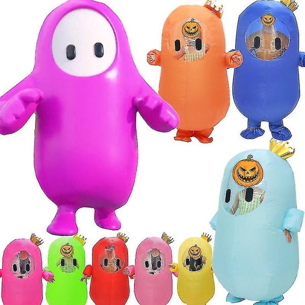 Oppblåsbar kostyme jente kvinner menn barn voksen høst Jellybean spill fyr Anime Halloween bursdagsfest Disfraz Inflable Suit Høy kvalitet Orange Adult 155*195cm