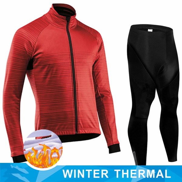 Vinterfleece herr 2023 cykeltröja set Mountian cykelkläder Bär Ropa Ciclismo Racing cykelkläder Team cykeldräkt Orange 3XL