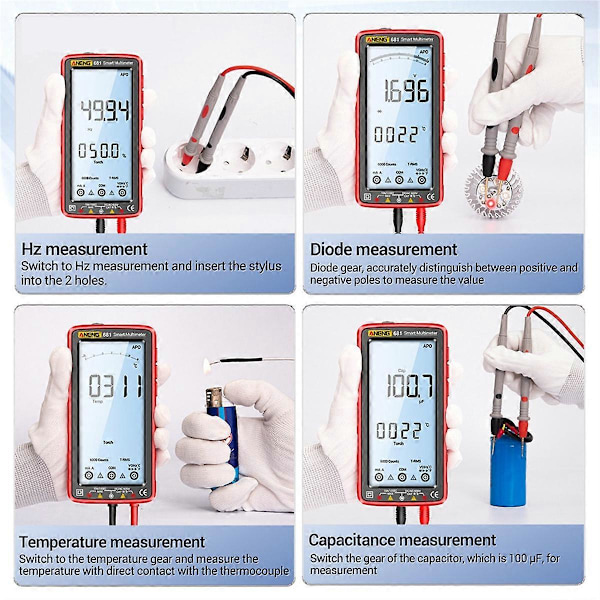 681 Uppladdningsbar Digital Multimeter Beröringsfri Spänningstestare Spänningsmätare LCD-Skärm Strömtest