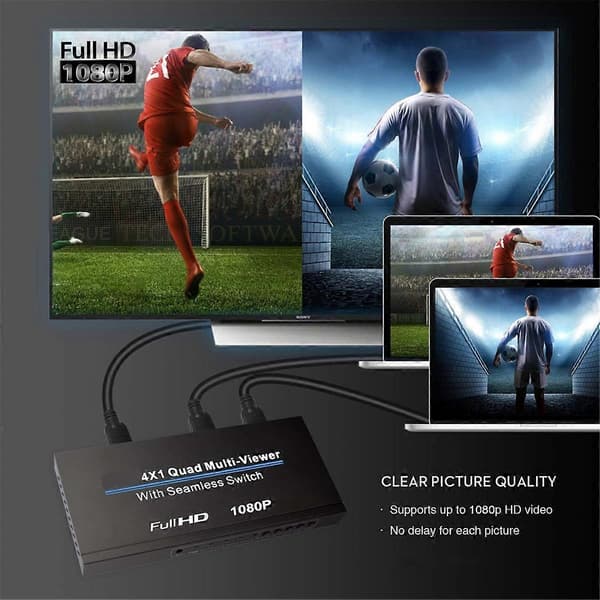 HDMI-kompatibel 4x1 Multiviewer for Video Konvertering EU Plugg