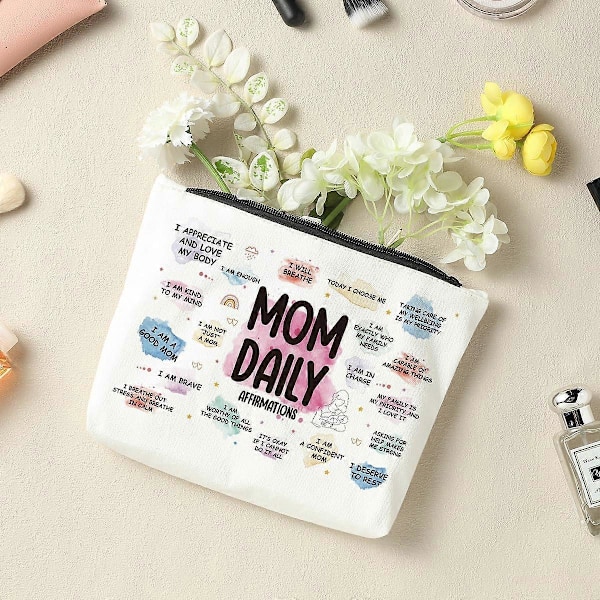Mom Daily Makeup Taske Kosmetiktaske, Mor Gaver, Moder Gaver, Bedste Mor Gaver Ting, Inspirerende Gaver til Kvinder, Mental Sundhed Gaver, Positiv Bekræftelse