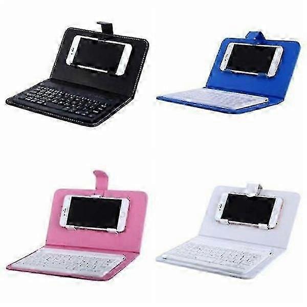 Mini Portabel Trådlöst Bluetooth Tangentbord Med Läderfodral För Smartphone