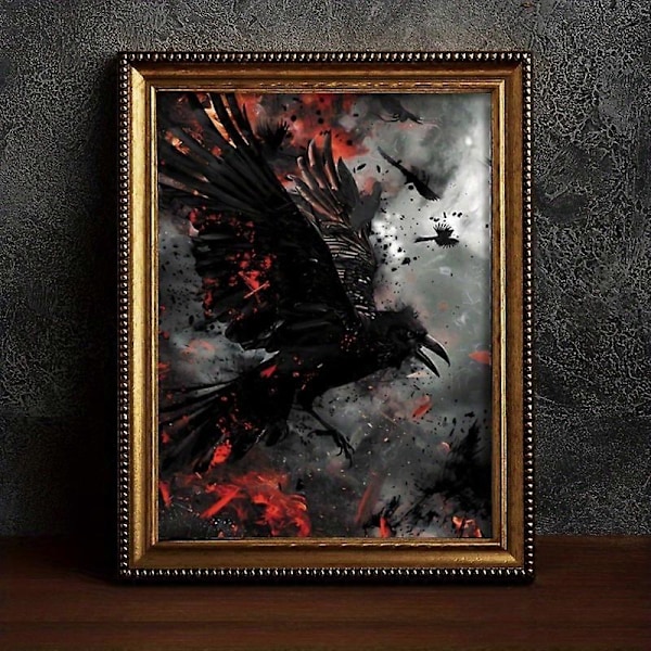 Nya Modeller Spöklik Natt Kråka Canvas Konst - 30.48cm X 40.64cm Oramad Halloween Gotisk Väggdekor För Vardagsrum, Sovrum, Badrum Halloween Heminredning