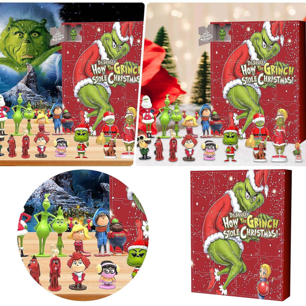Adventskalender Grinch Adventskalender Julegardinboks 24-delers gave Grønn Monster Countdown Halloween Blindboks style 3