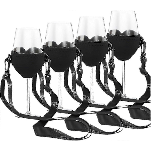4-pack Vin Glashållare för Hängande, Vin Glashållare för Hängande, Kopphållare, Festival Vin Glashållare för Jul, Födelsedag, Bröllop (svart)