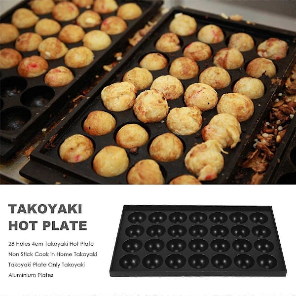 28 Hål 4cm Takoyaki Varm Platta Non-Stick för Hem Takoyaki Takoyaki Platta Endast Takoyaki Aluminiumplattor