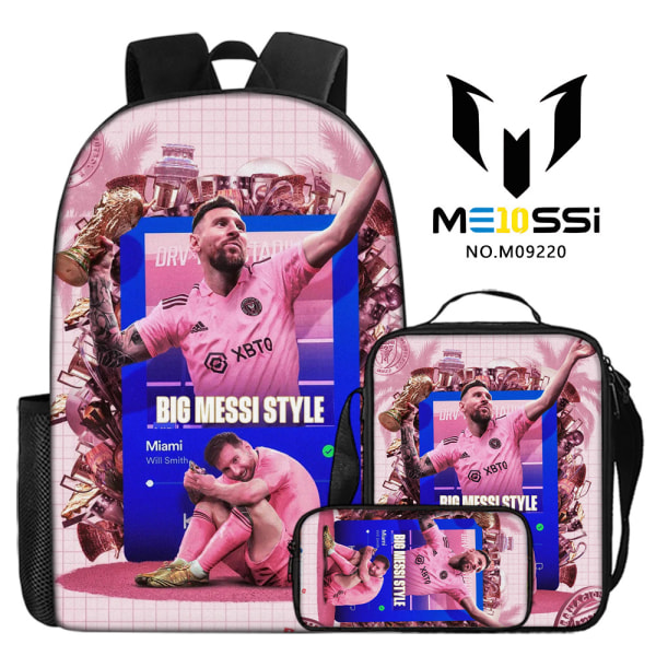 3-delad set av fotbollsstjärnan Messi perifera ryggsäckar, skolväskor för grundskole- och gymnasieelever, digitaltryck campusryggsäckar style 5