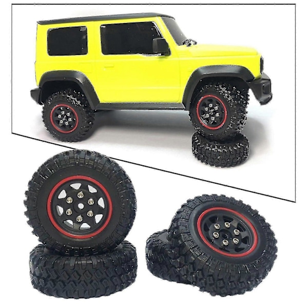 4kpl 1/16 Kumirenkaat Xmykc01cm Jimny Rc Harrasteauto Maastoauton DIY Lisävarusteosat - Punainen