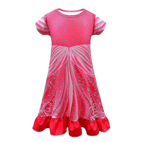 Ny Trend Piger Børn Sommer Kortærmet Kjole Cosplay Kostume Holiday Casual Midi Kjoler Rose Red 4-5 Years