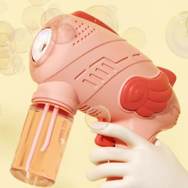 Elektrisk bubbelmaskin, tillverkad av plast, rosa färg, storlek 15x15x6,5 cm (5,91x5,91x2,56 tum)