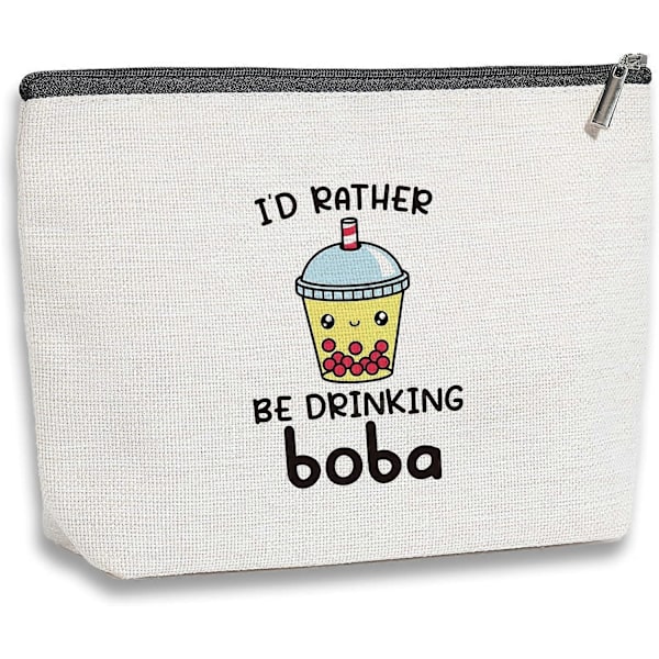 Boba Te-elsker Gaver, Boba Gave, Boba Kawaii Makeup Taske til Piger Veninde Datter, Rejse Toiletartikler Makeup Organizer Lynlås Pung - Jeg Vil Hellere Drikke