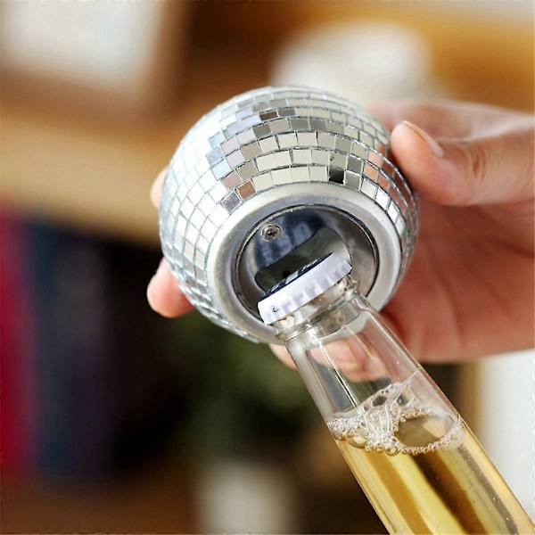 Ölöffnare Spegeldesign Diskokula Form Öl Fångare Spegeldesign Öppnare Spegelkula Dekor Roséguld