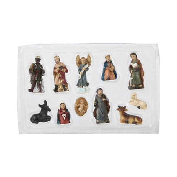 Julkrubba Staty Scen Set Jesusbarn Krubba Figurer Harts Hantverk Miniatyrer Religiös Prydnad Kyrkogåva Heminredning