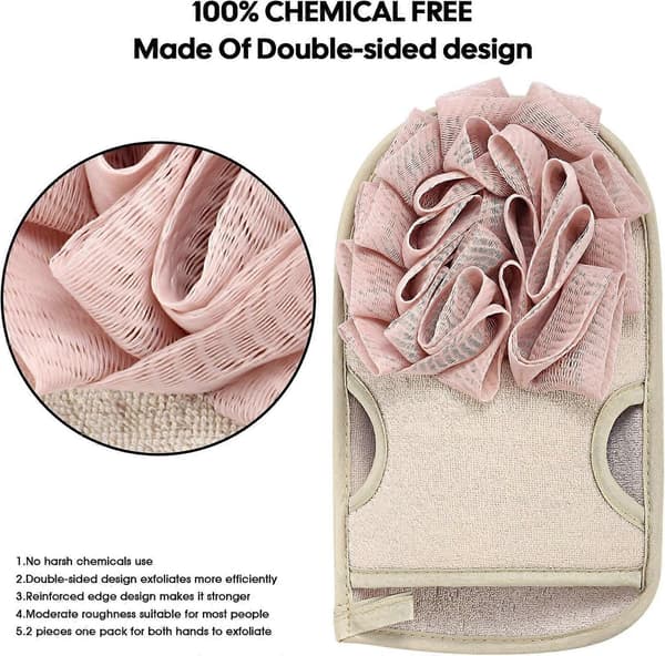 Eksfolierende Handsker 2 Stk, Eksfolierende Kropsskrubber til Badekar Eksfoliering (Blå, Pink)