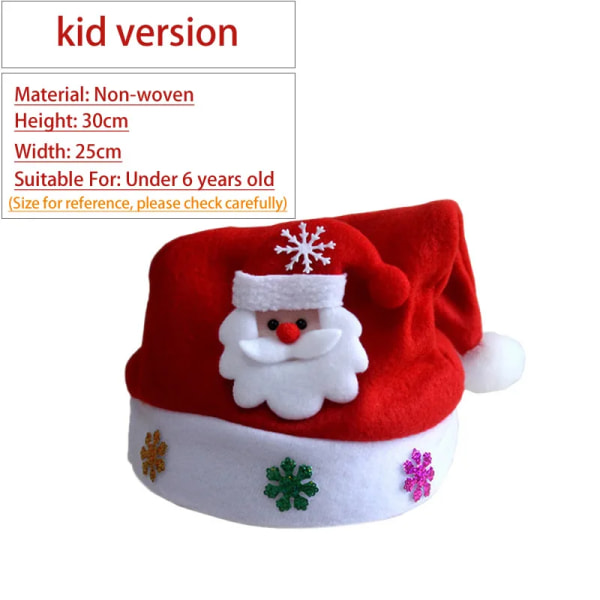 2024 Sød Julehue Børn/Voksne Rød Ikke-vævet Plys Kasket Led Lys Julemandshat Til Hjemmekontor Bar Julefest dekoration Kid Santa