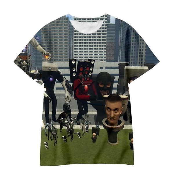 Skibidi WC T-paita Anime Peli Vaatteet Pojat Tytöt Vaatteet Muoti Harajuku T-paita Kesä 3d Print Lasten T-paita Streetwear Topit White shirt 160CM