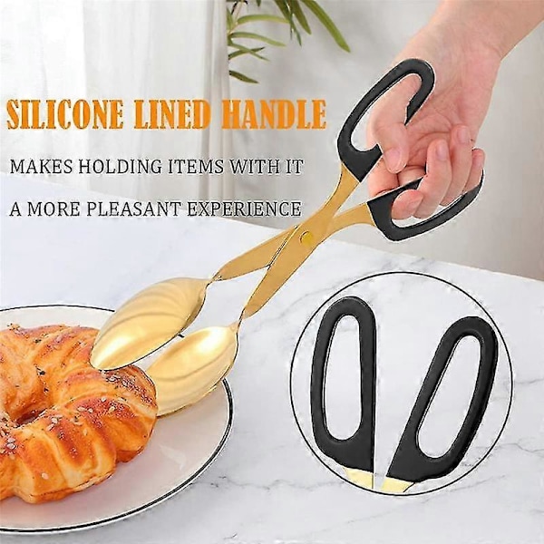2-pack 25 cm Guld Serveringstänger Guld Serveringsbestick Salladstänger