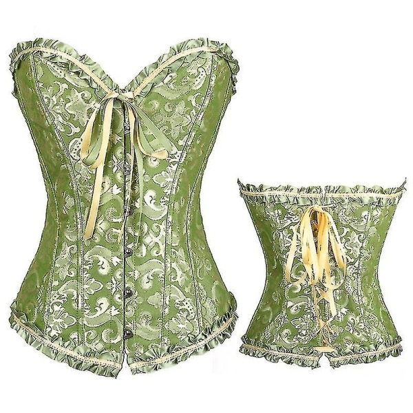 Tflycq Tube Top Jacquard Gothic Palace Korset Vest Shapewear Korset Green XL