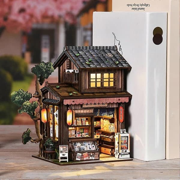 Mini Bokkrok-byggesett – Lite hus-modell – for hobbygave – Tremateriale A
