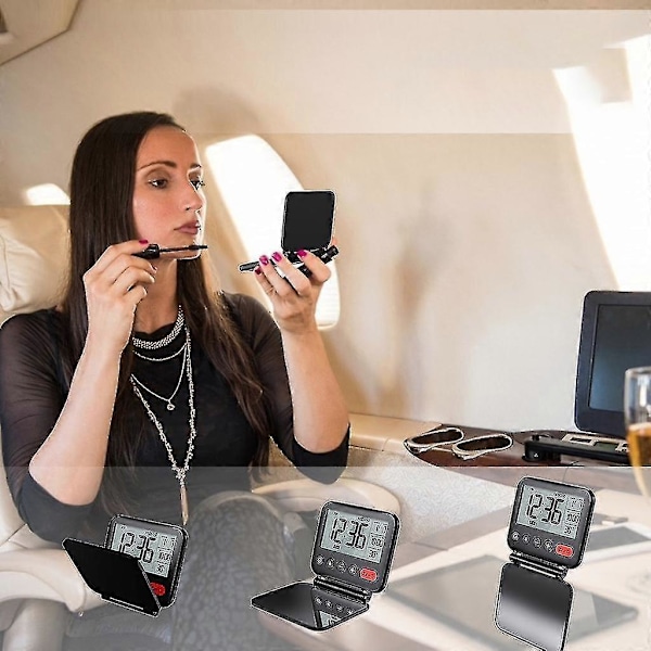 Vikbar Digital Reseväckarklocka Hopfällbar Sängklocka Med Snooze-läge