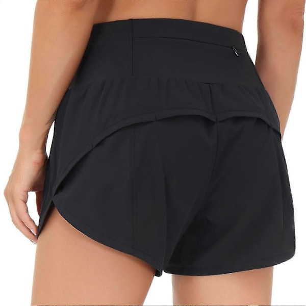 Löparshorts för kvinnor med innershorts, hög midja, lätta träningsshorts för damer med ficka
