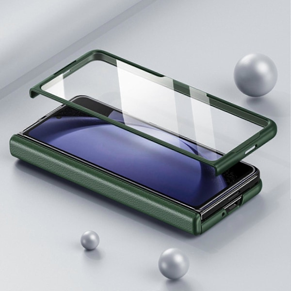 för Samsung Galaxy Z Fold 5 Skal Magnetiskt Gångjärnsskydd, Inbyggt Ställ & Skärmskydd, PU Stötsäkert Skal för Samsung Z Fold 5