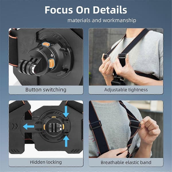 Bryststroppfeste for GoPro Hero Action Camera Sele Støtteholder