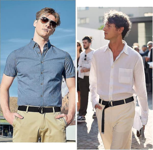 2-pack Canvasbälte för män med dubbel D-ring, slitstarkt och justerbart vardagsbälte