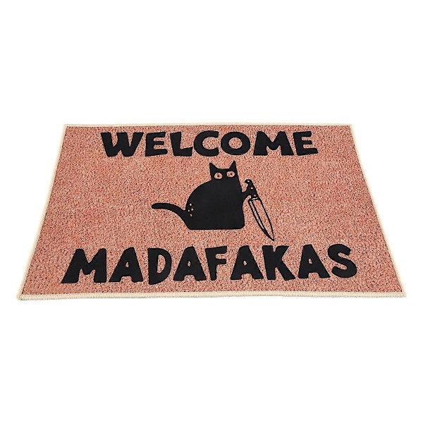 Dark Cat Welcome Madafakas Full Print Dörrmatta Rolig Dörrmatta Heminredning Kök Badrumsinredning Ge Peo