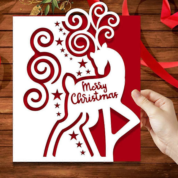 Jul Älg Gratulationskort Metall Skärande Dies Stencil DIY Scrapbooking Album Papperskort Mall Form Prägling Hantverksdekoration
