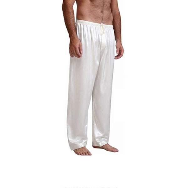 Silke Satin Pyjamasbukser for Menn, Sovebukser, Nattøy, Ensfarget, Snøring i Midjen, Nattbukser