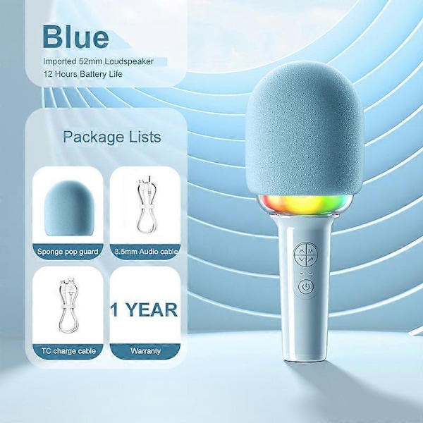 KINGLUCKY barnmikrofon LED-ljus integrerad mikrofon trådlös bluetooth familj k sång skatt