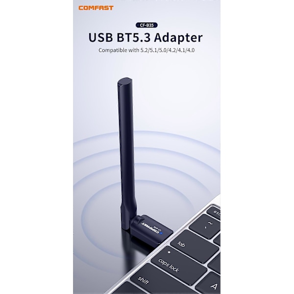 CF-B35 USB BT5.3 Adapter 2.4GHz Drivrutinsfri Bluetooth-dongel med extern antenn Dataöverföring Stöd för Windows 8.1/10/11